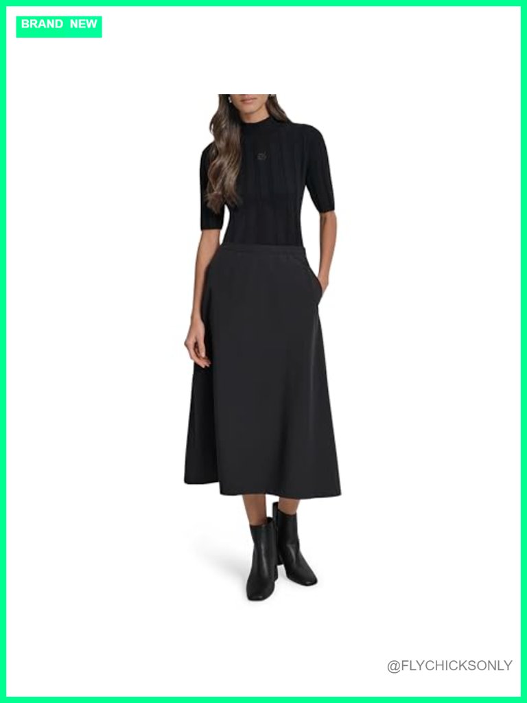 High Waist Circle Skirt With Zipper Closure - Midi Length